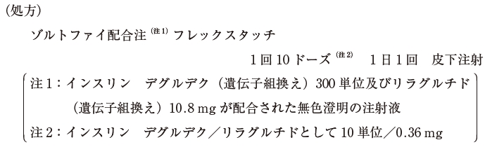 109回薬剤師国家試験問202　ゾルトファイ配合注フレックスタッチ